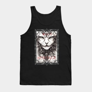 Cat Pet Wild Nature Illustration Line Epic Illustration Line Art Tank Top